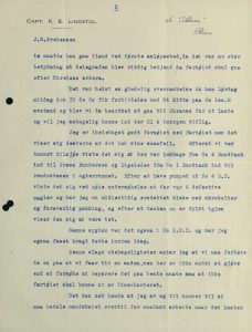 Brev fra kaptein Lindstøl til J. W. Prebensen 12.09.1927 Karibia s. 2