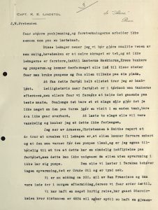 Brev fra kaptein Lindstøl til J. W. Prebensen 24.12.1927 Stillehavet s. 3