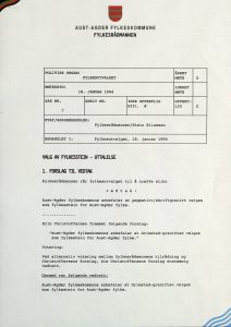 Møtereferat Fylkesutvalg 18.01.1994 - Valg av fylkesstein vedtak