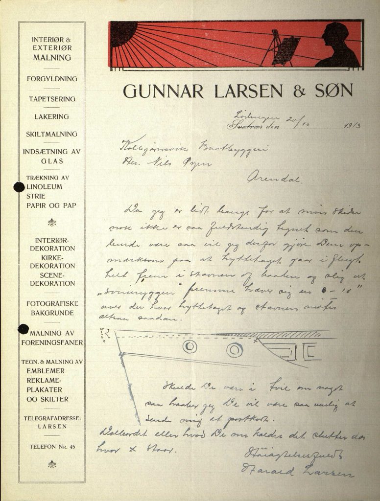 Brev fra Harald Larsen til Nils Øyen 20.10.1913