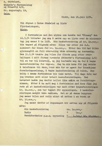 Brev til Østre Søndeled og Risør Fjordruter fra Anders Grydeland 18.07.1954 s. 1