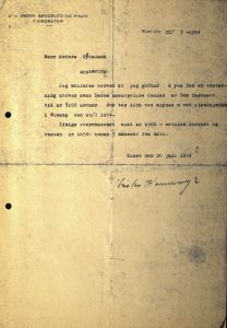 Fotostatkopi av erklæring fra Østre Søndeled og Risør Fjordruter 20.07.1954