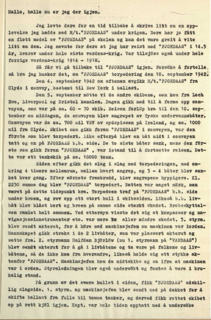 Vardaas Posten nr 1 1953 Kaptein Saltnes beretter