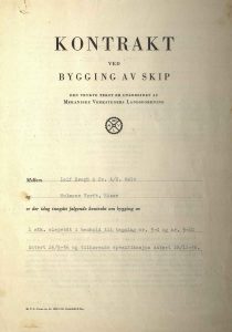 Kontrakt for bygging av slepebåt ved Holmens Verft 28.11.1956 s. 1