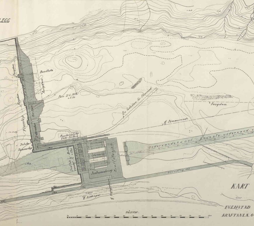 Forslag til ombygging av Evenstad kraftanlegg 1933