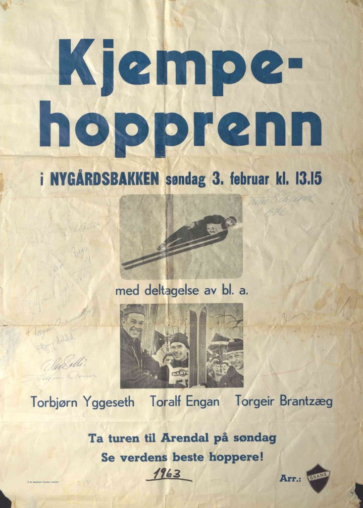 Plakat for landsrenn i Nygårdsbakken 3. februar 1963