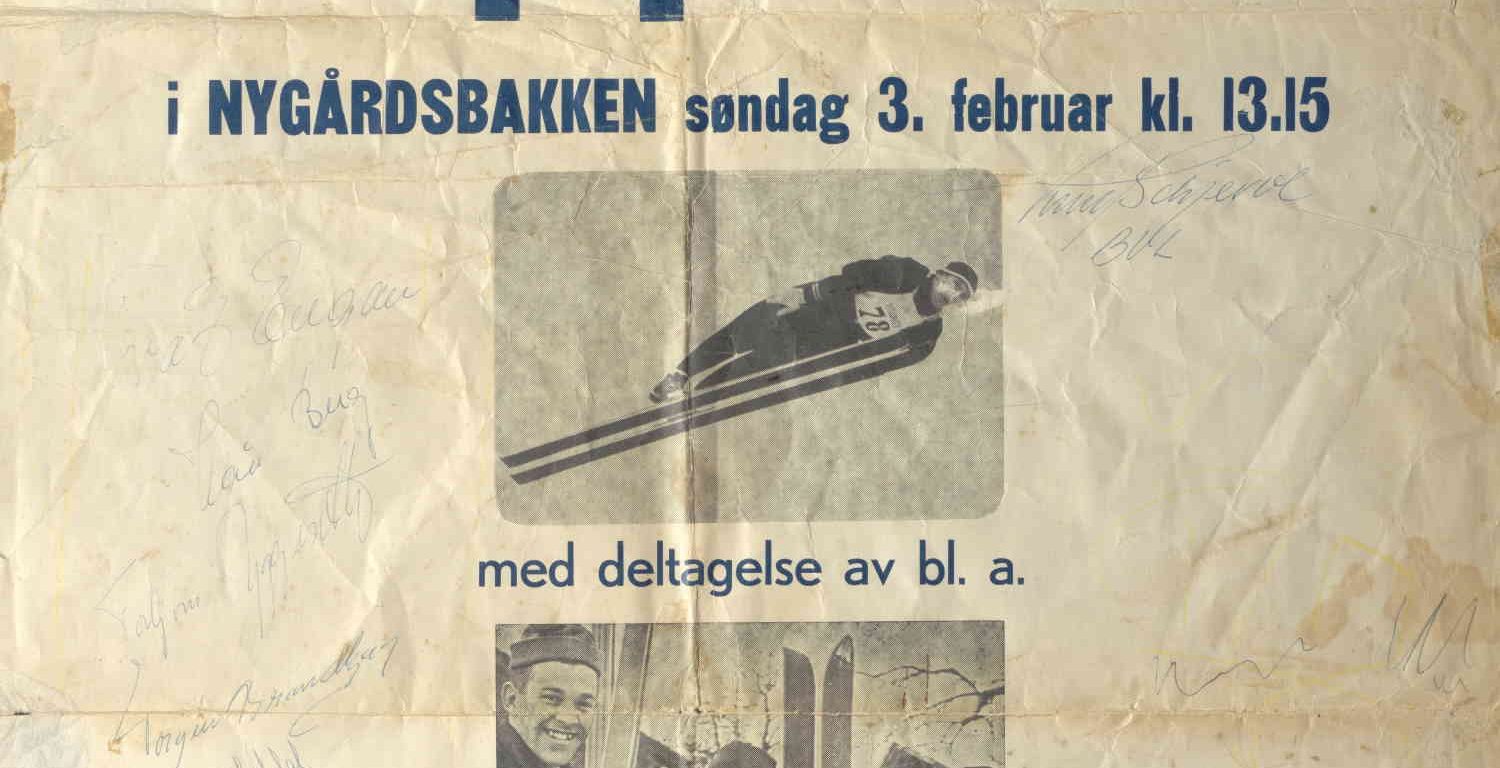 Plakat for landsrenn i Nygårdsbakken 3. februar 1963 utsnitt
