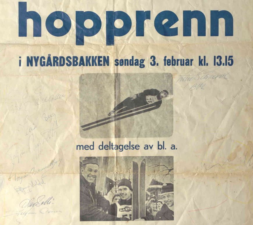 Plakat for landsrenn i Nygårdsbakken 3. februar 1963 utsnitt