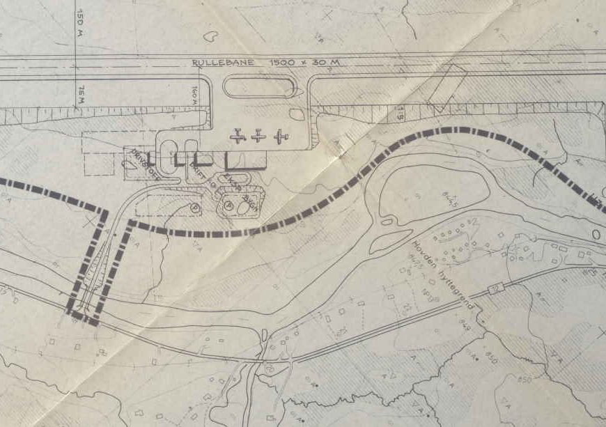 Plankart over Hovden flyplass 1982 utsnitt