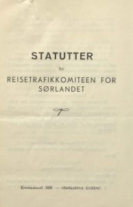 Statutter for Reisetrafikkomiteen for Sørlandet 1930 s. 1
