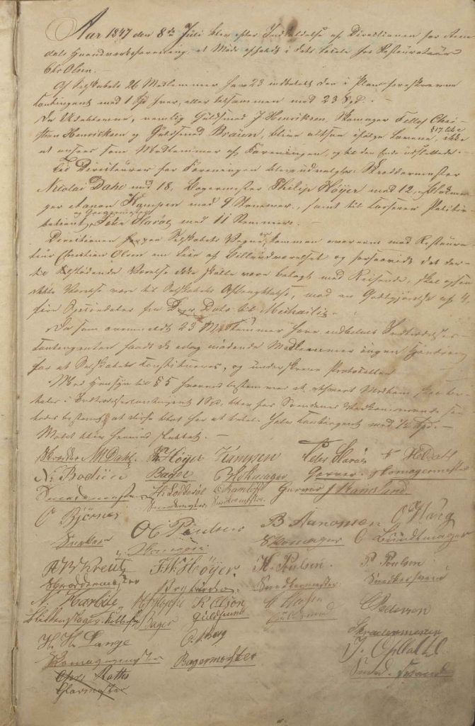 Forhandlingsprotokoll for Arendals Håndverkerforening 1847