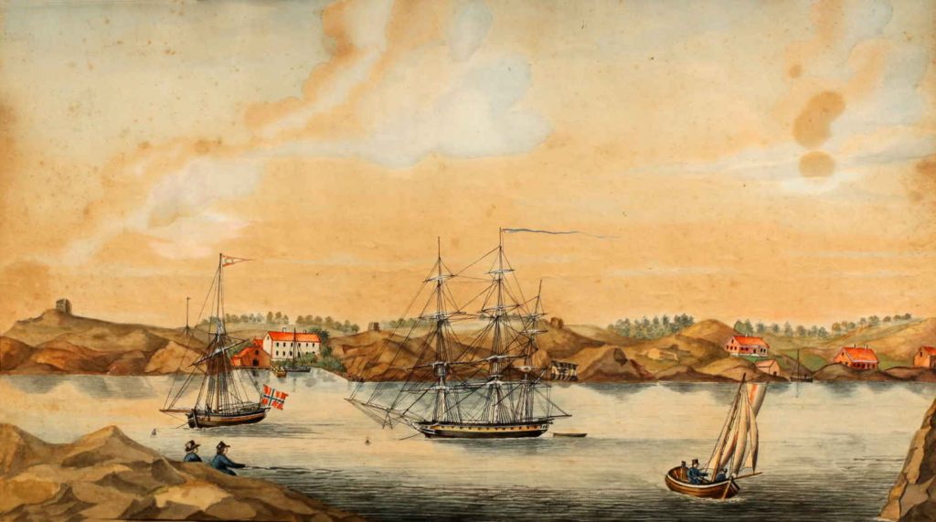 Homborsund 1830. Maleri av Meindert Arians Appel
