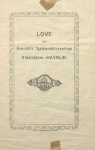 Love for Arendals Sjømandsforenings aldershjem Havblik 1