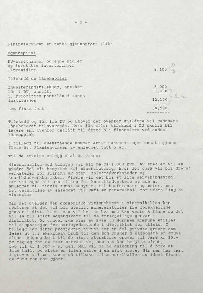 Søknad om lån og tilskudd til mineralhall og aktivitetssenter på Auensneset 18.12.1987 s. 3