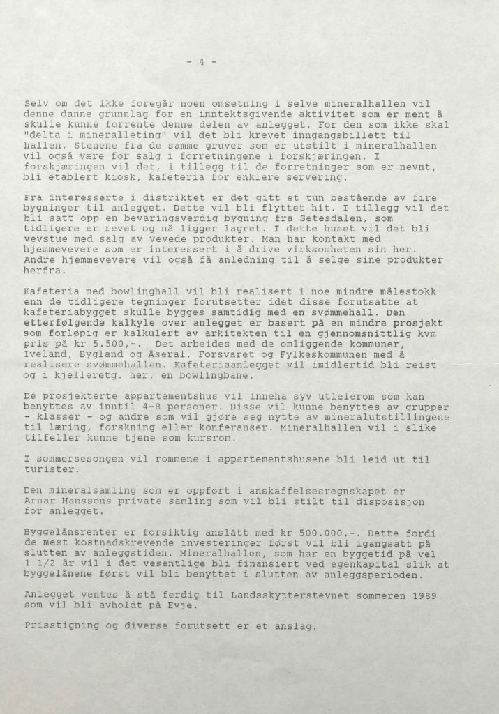 Søknad om lån og tilskudd til mineralhall og aktivitetssenter på Auensneset 18.12.1987 s. 4