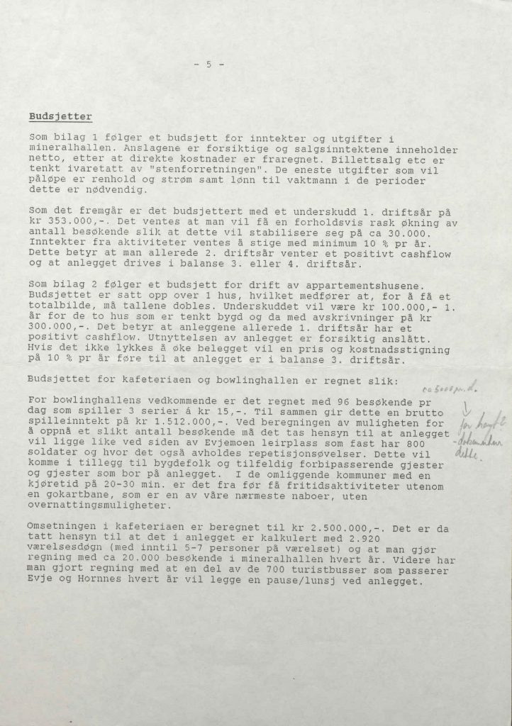 Søknad om lån og tilskudd til mineralhall og aktivitetssenter på Auensneset 18.12.1987 s. 5