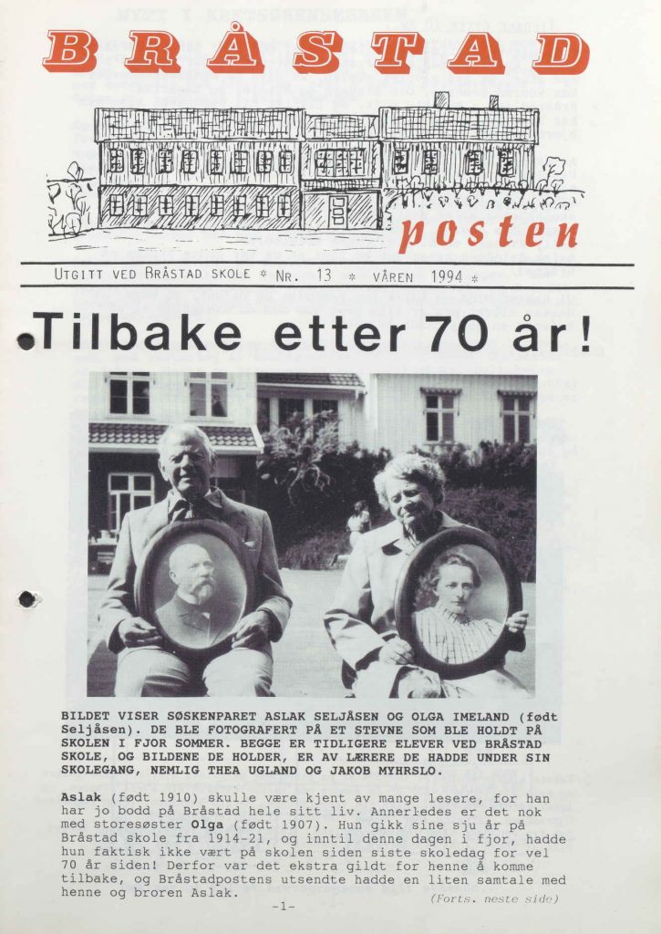 Bråstad posten nr 13. 1994 forside