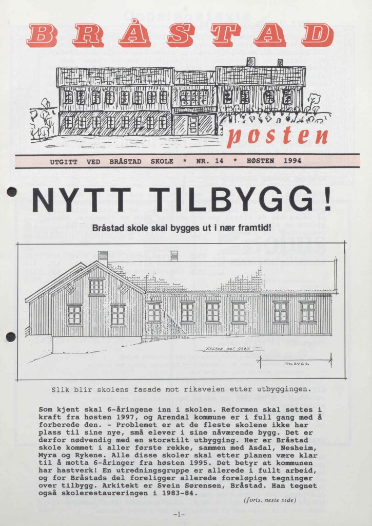 Bråstad posten nr 14. 1994 forside