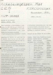 Rapport fra Folkebevegelsen i Aust-Agder 09.11.1971 s. 1
