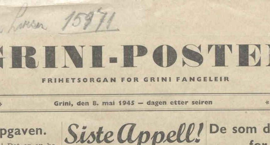 Grini-Posten 1. utgave 8. mai 1945