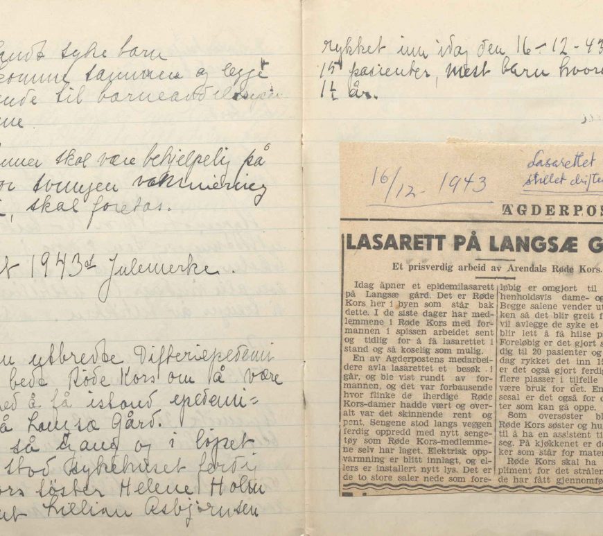 Møtebok Arendal Røde Kors juni 1943