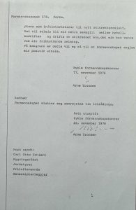 Særutskrift fra møtebok til Bykle formannskap 21.11.1978 s. 2