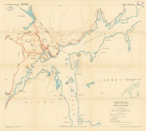 Britisk etterretningsrapport Arendal Port and Town ISTD 1944 kartinnlegg