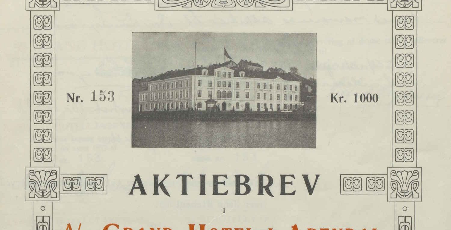 Aksjebrev Grand Hotel Anna Lindegaard utsnitt