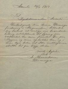 Brev fra A Henriksen til John Lauvland 26.11.1917