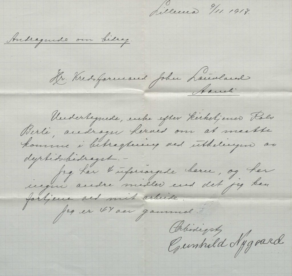 Brev fra Gunhild Nygaard til John Lauvland 09.11.1917