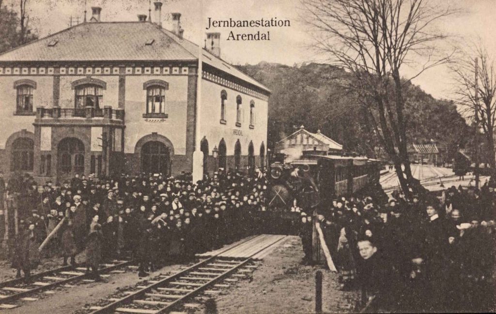 Da toget ankom Arendal 23.11.1908