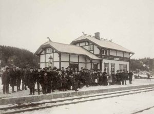 Froland stasjon under åpningen 23.11.1908