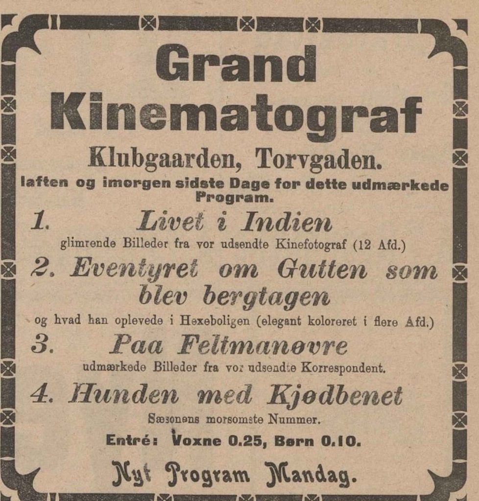 Notis for Grand Kinematograf i Agderposten 01.06.1907