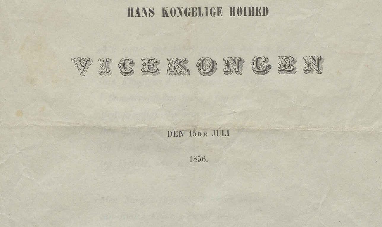 Vers i anledning visekonge Carls besøk til Arendal 15.07.1856 forside