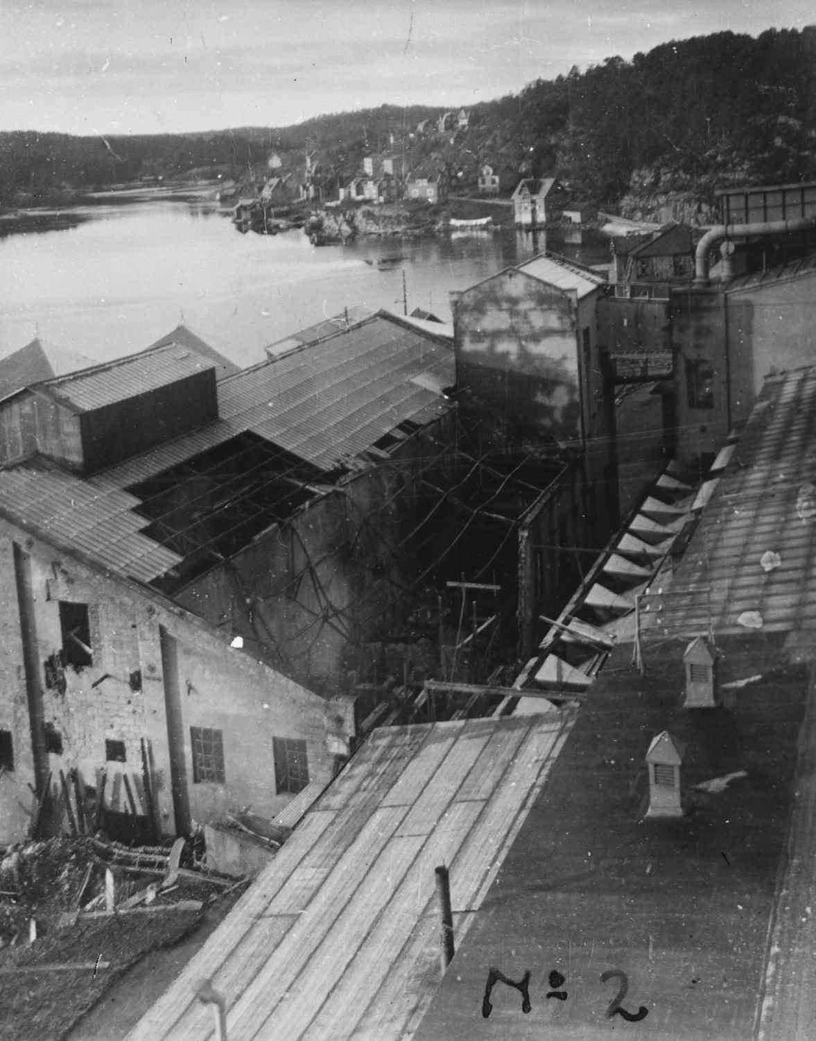 Arendal Smelteverk etter sabotasjeaksjonen 1943 nr. 2