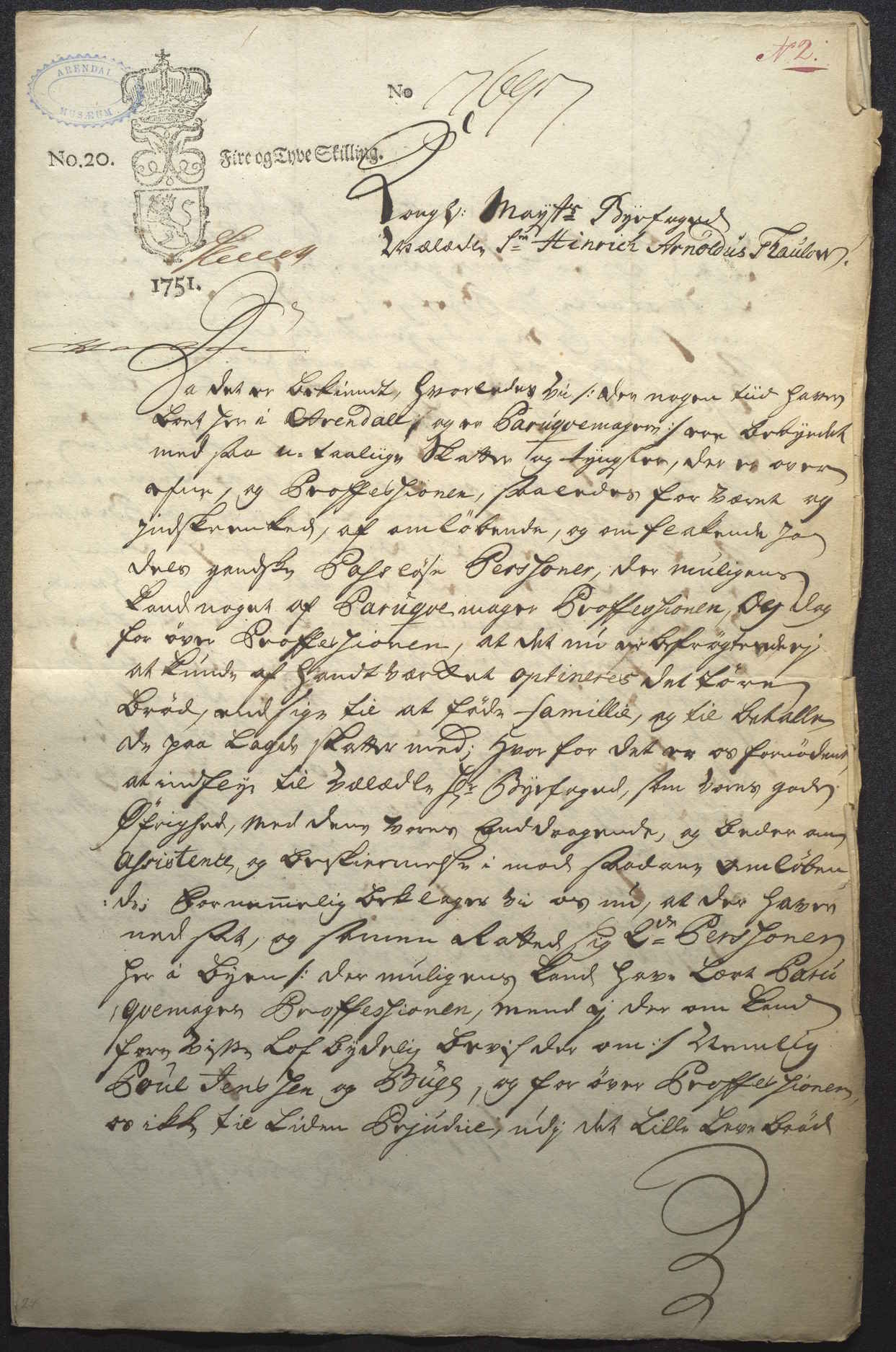 Brev fra parykkmakerne Kuur, Rosin og Green til byfogd Thaulow 27. mai 1751 s. 1