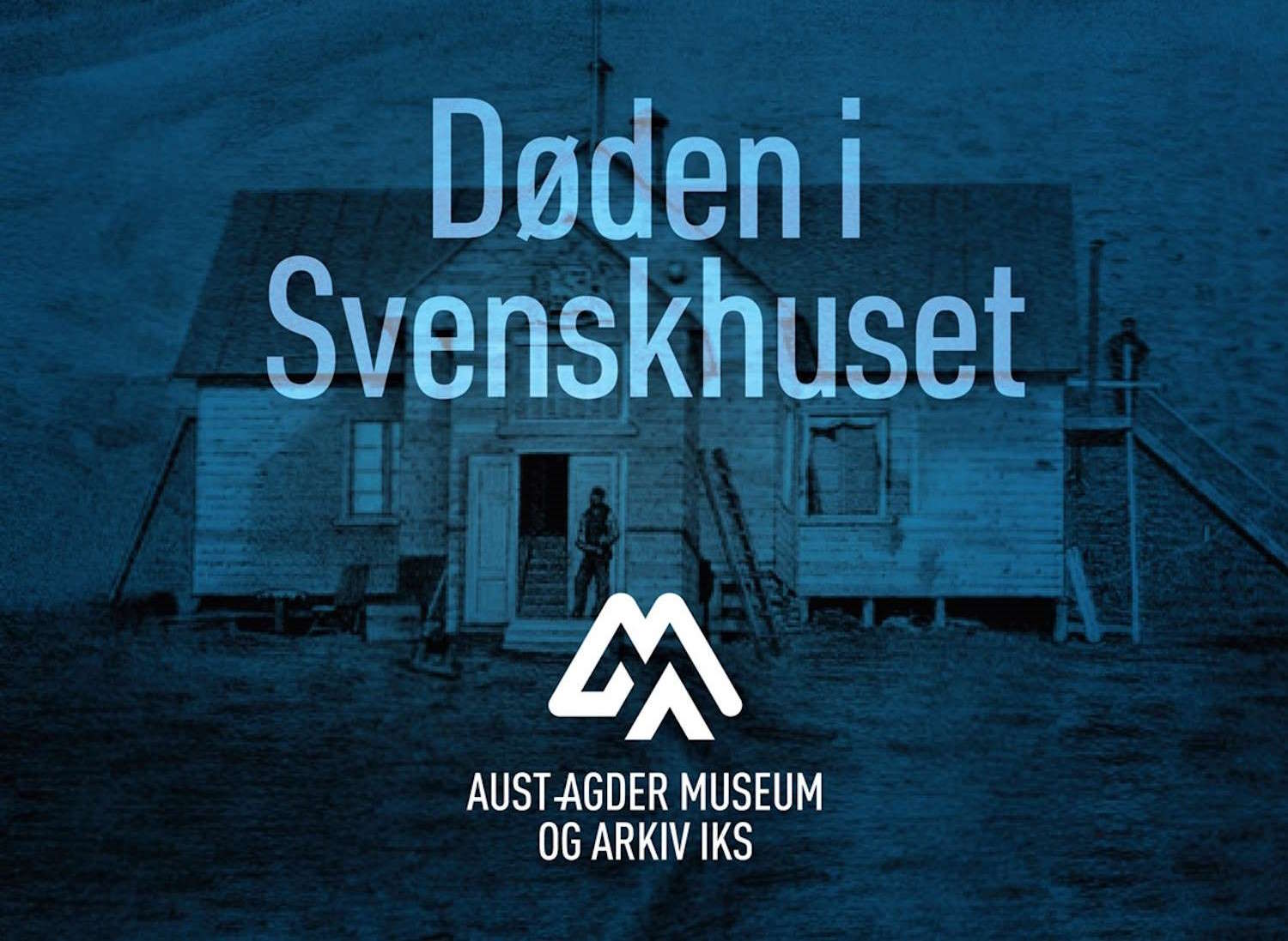 Svenskhuset ble i 1883 brukt av en svensk forskningsekspedisjon. Litografi av W. Schlachter. Kilde: Wikicommons  Design: Per Harald Bai Stabell, Aust-Agder museum og arkiv 