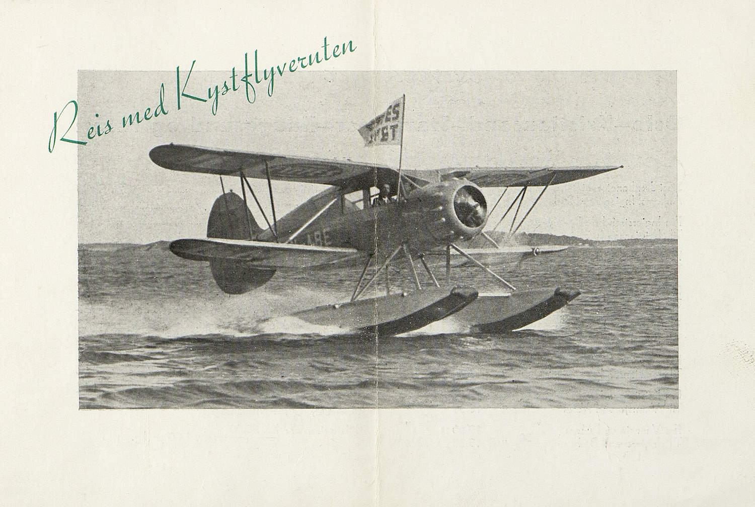 Reklame for kystrute med sjøfly 1934