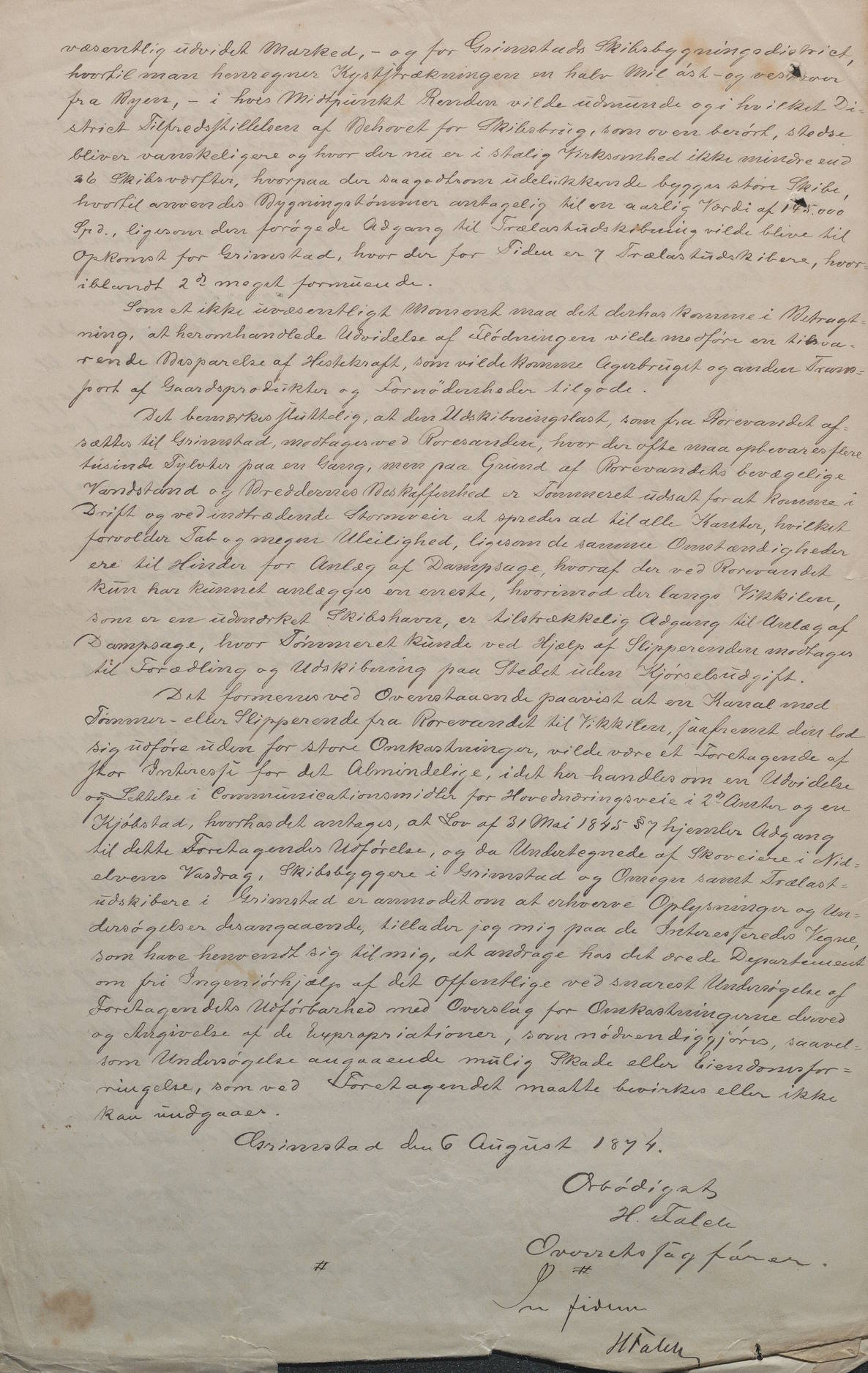 Brev til departementet om kanal mellom Rorevand og Vikkilen 6. august 1874 s. 4