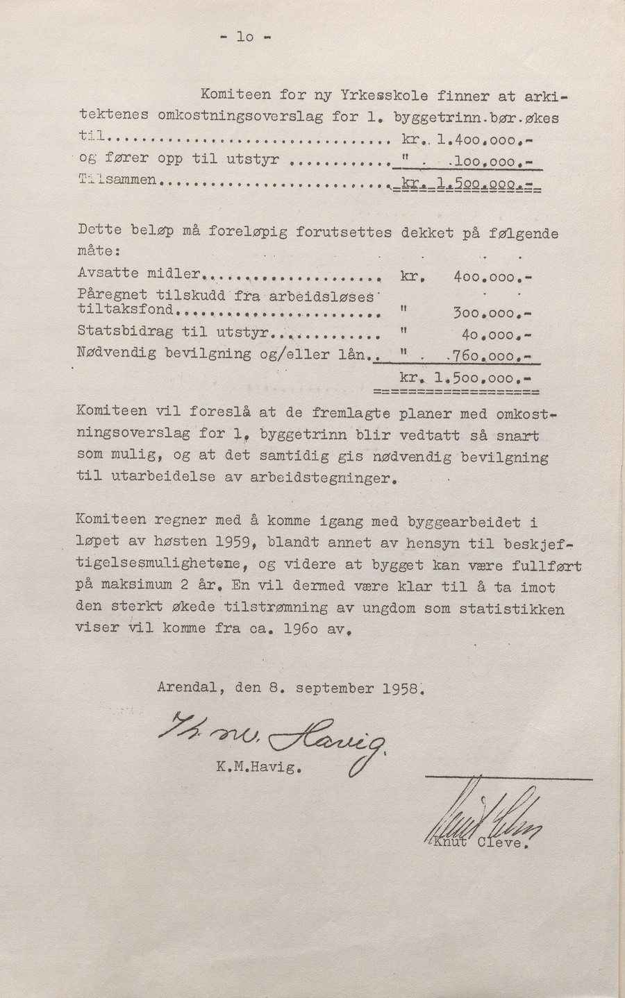 Møtebok til byggekomite for ny yrkesskole i Arendal_12