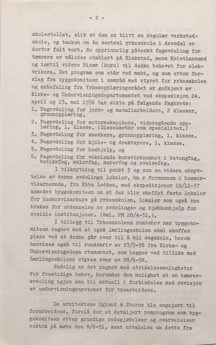 Møtebok til byggekomite for ny yrkesskole i Arendal_3
