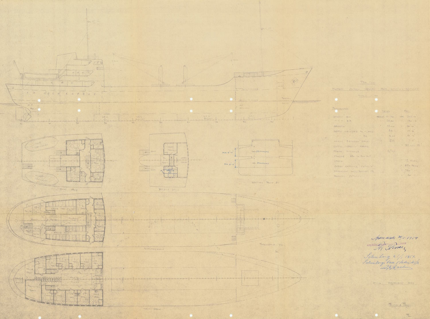 Tegning av M/S "Arendal"