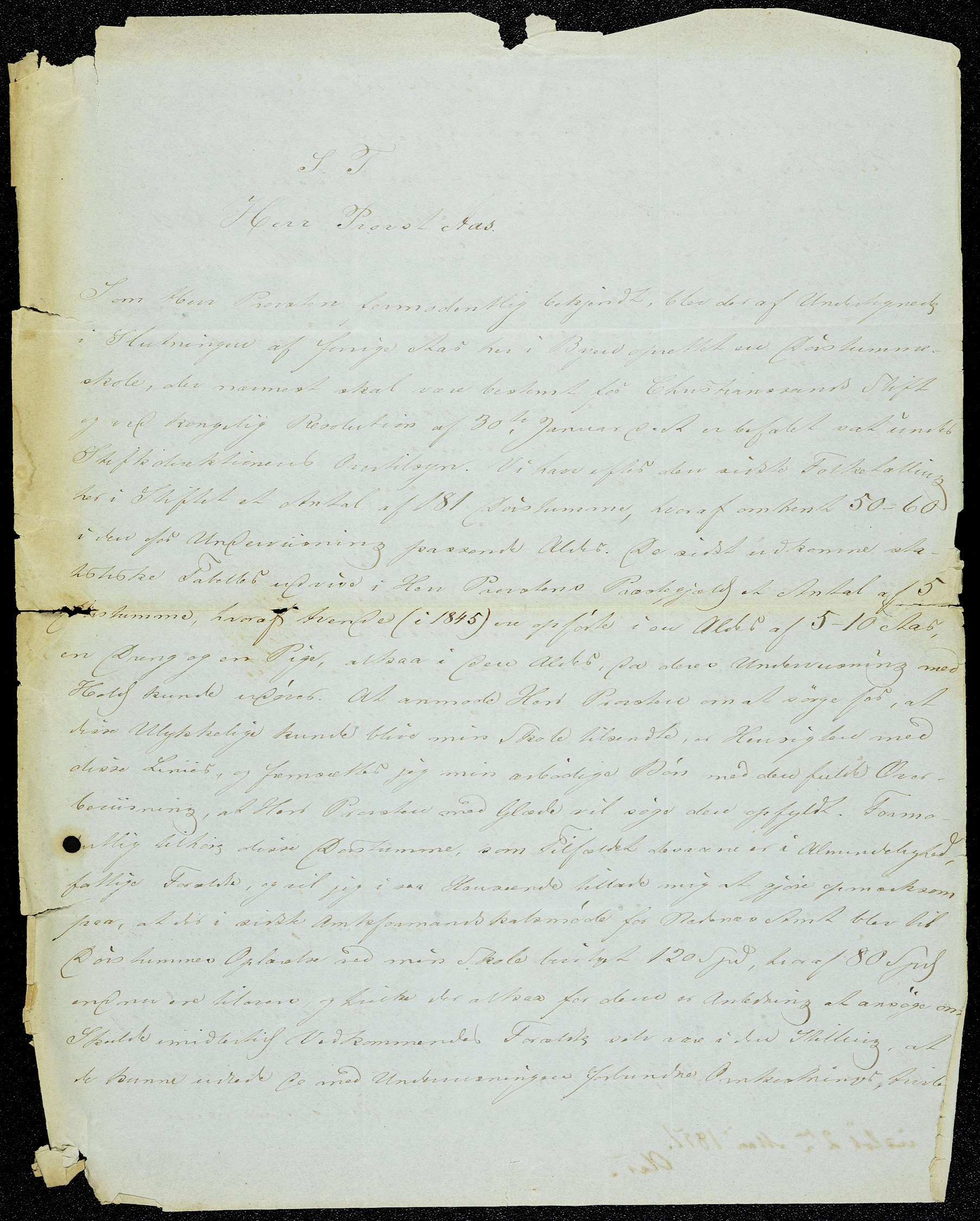 Brev til prost John Aas i Gjerstad fra Thorstein Alarich Christensen 27.04.1851 s. 1