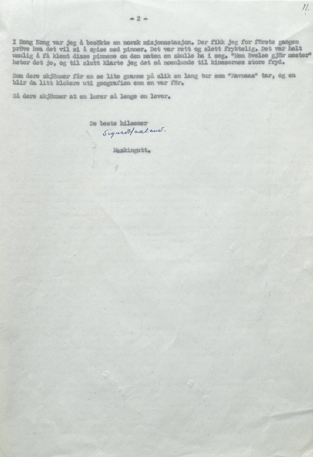 Ravnaasposten 1. årgang nummer 2. 1949 s. 11